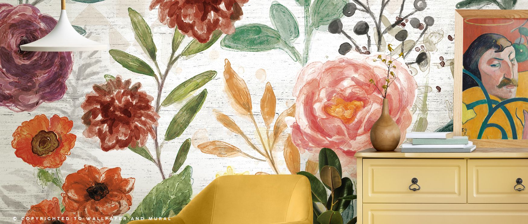 Radiant artistry emerges in Flower Fest Wallpaper, blossoms layered in colorful rhythm. Interiors such as bedrooms or living rooms are surrounded by cheerful charm, vibrant presence, and uplifting mood that enriches spaces with floral detail. 
