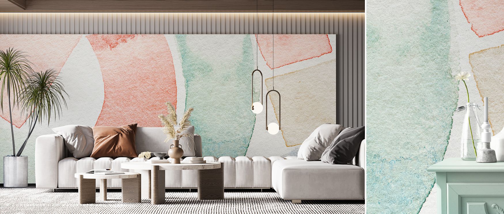 The vibrancy of Flowing Abstract Wallpaper radiates across fluid tones painted in rhythm. Offices or bedrooms are enriched with lively brilliance, artistic charm, and contemporary presence, surrounding interiors with energy and refined atmosphere. 