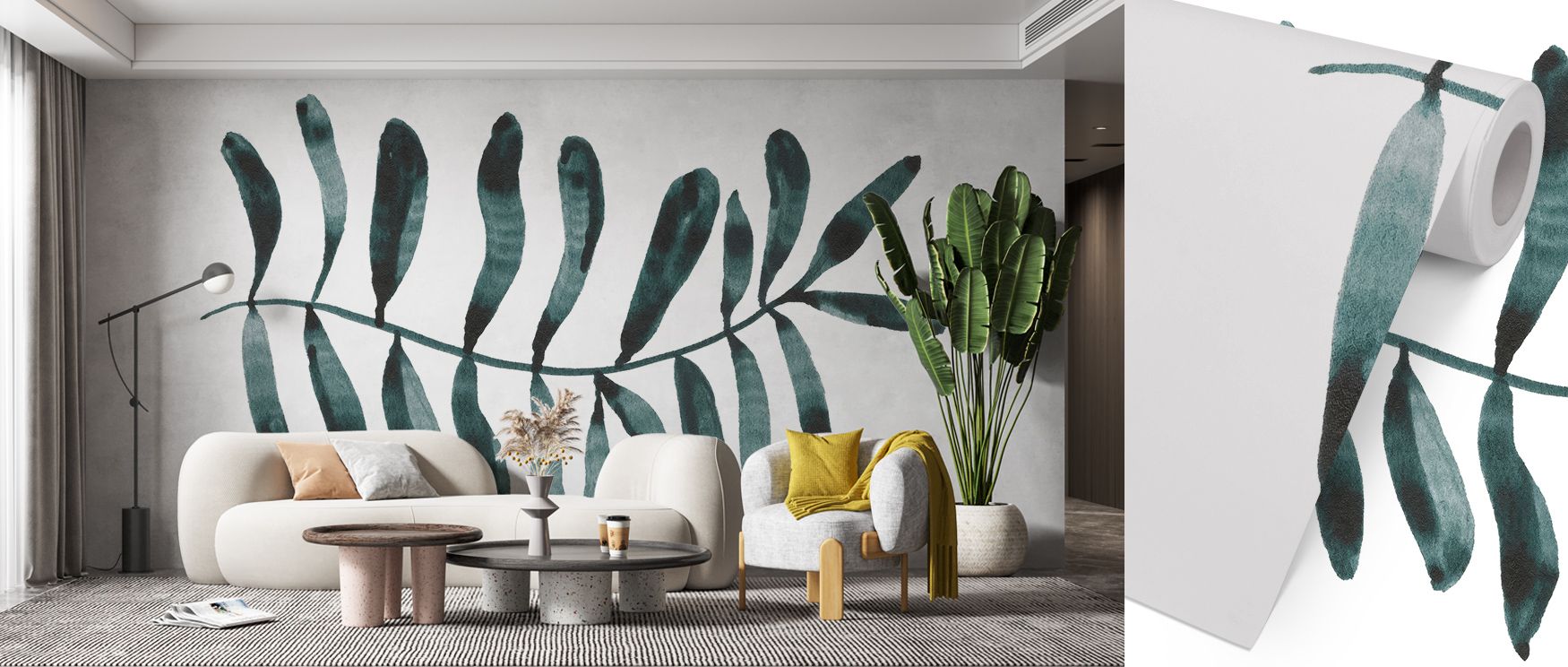 A tranquil rhythm flows through Forest Fern III Wallpaper, fronds arranged in luminous green tones. Bedrooms or bathrooms shine with natural calm, refined presence, and botanical beauty, surrounding interiors with serene atmosphere and delicate balance. 