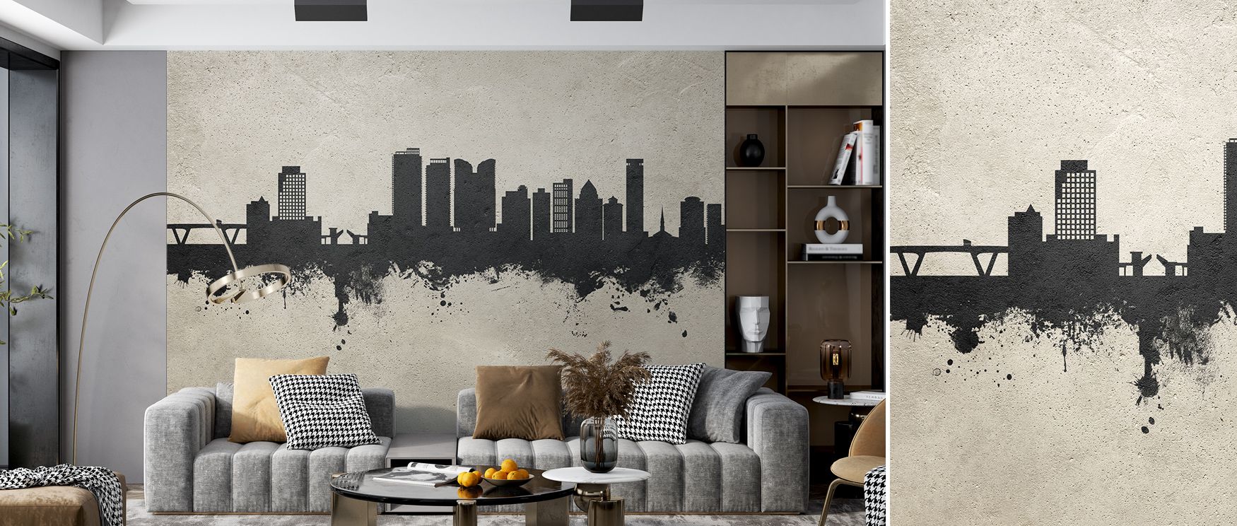 Urban artistry radiates from Fort Lauderdale Florida Skyline Concrete Wallpaper, skyline motifs painted in concrete tones. Lounges or offices glow with architectural character, metropolitan charm, and refined calm, filling interiors with distinctive balan
