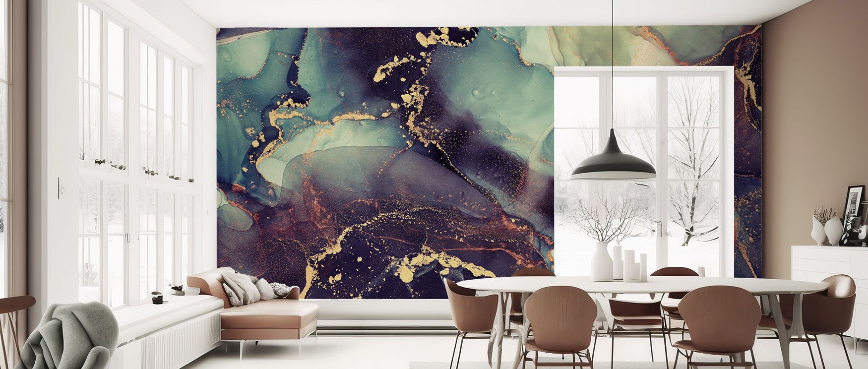 Free-Flow Ink Purple Wallpaper reflects artistic expression, fluid tones arranged in rhythmic motion. Living rooms or bedrooms glow with refined balance, elegant charm, and creative atmosphere, surrounding interiors with vibrancy and brilliance. 