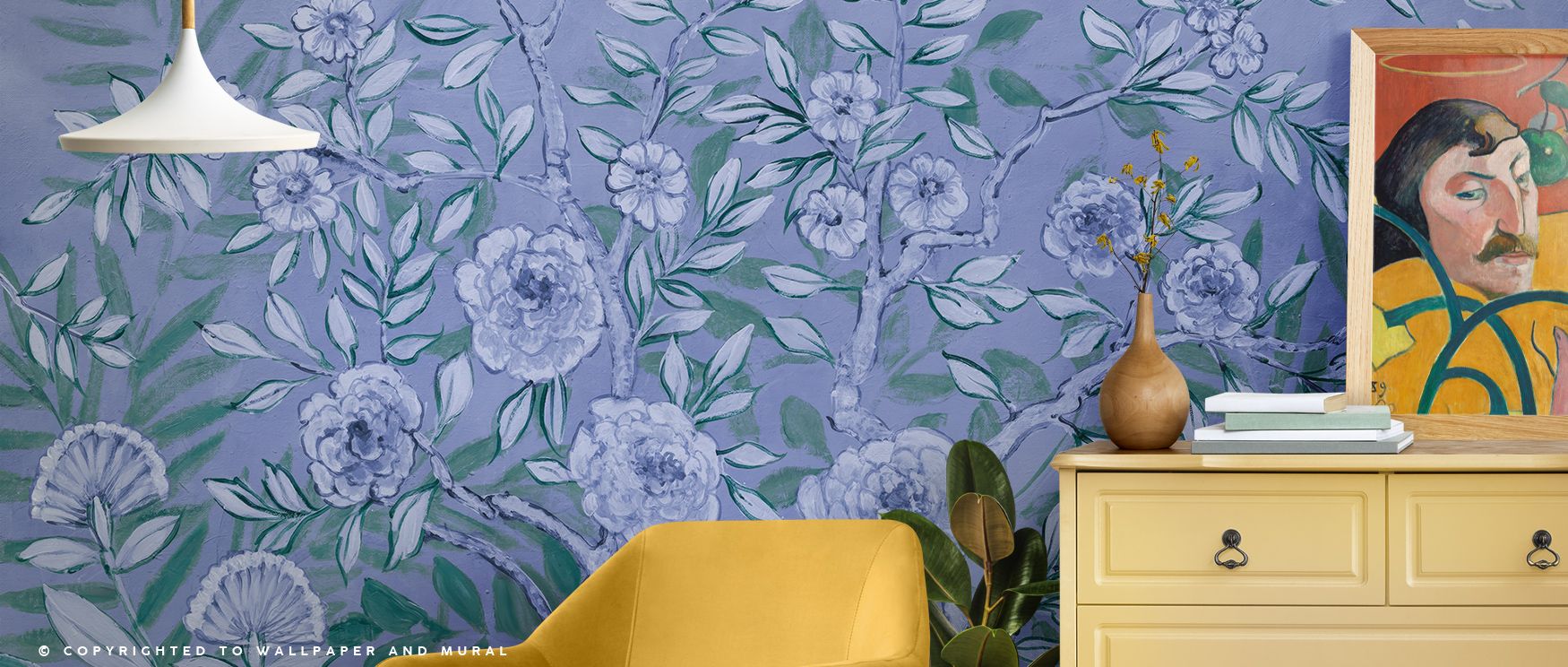 French Garden Blue Green Wallpaper carries luminous tones, blossoms arranged in delicate detail across walls. Bedrooms or living rooms glow with refined elegance, natural calm, and graceful artistry, surrounding interiors with timeless floral presence. 
