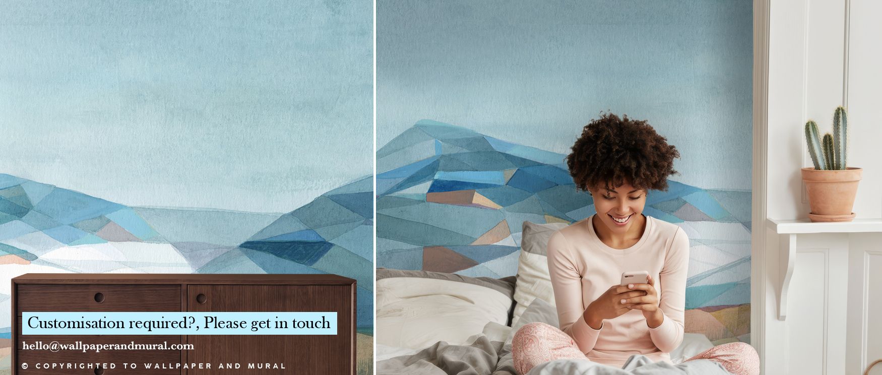 Geo Mountain Wallpaper enriches interiors with angular motifs painted in tones of ivory and grey. Offices or bedrooms glow with bold character, refined artistry, and structured calm, surrounding interiors with atmosphere of geometric rhythm. 