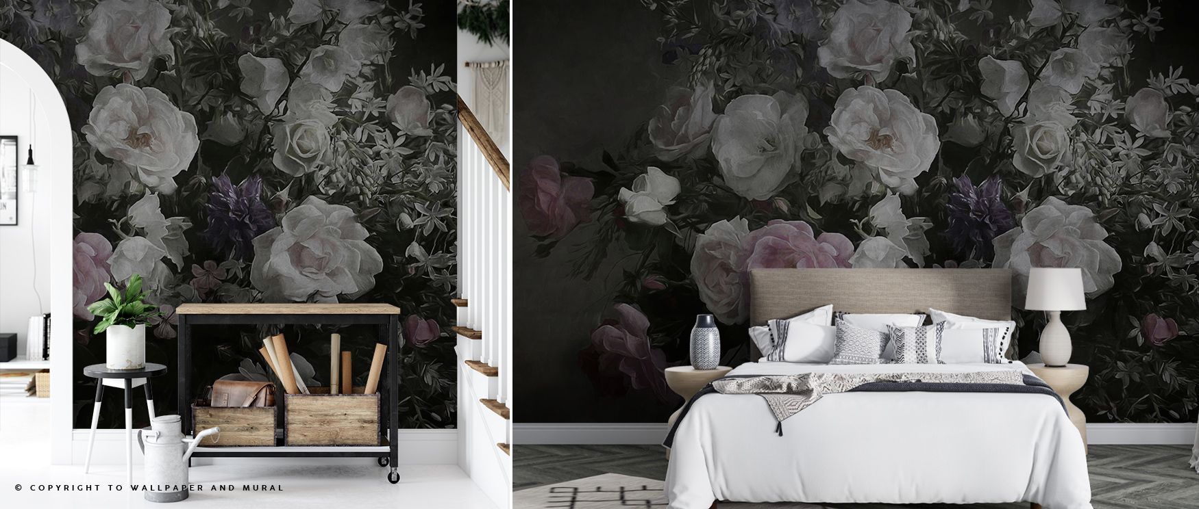 Grand Flora Wallpaper reflects floral energy, blossoms scattered across patterns in crimson and orange tones. Bedrooms or living rooms glow with cheerful brilliance, vibrant charm, and uplifting atmosphere, surrounding interiors with timeless artistry. 