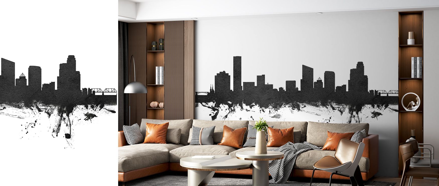 Architectural rhythm defines Grand Rapids Michigan Skyline Black & White Wallpaper, skyline painted with precision in monochrome. Living rooms or offices glow with metropolitan calm, refined charm, and timeless elegance, surrounding interiors with balance