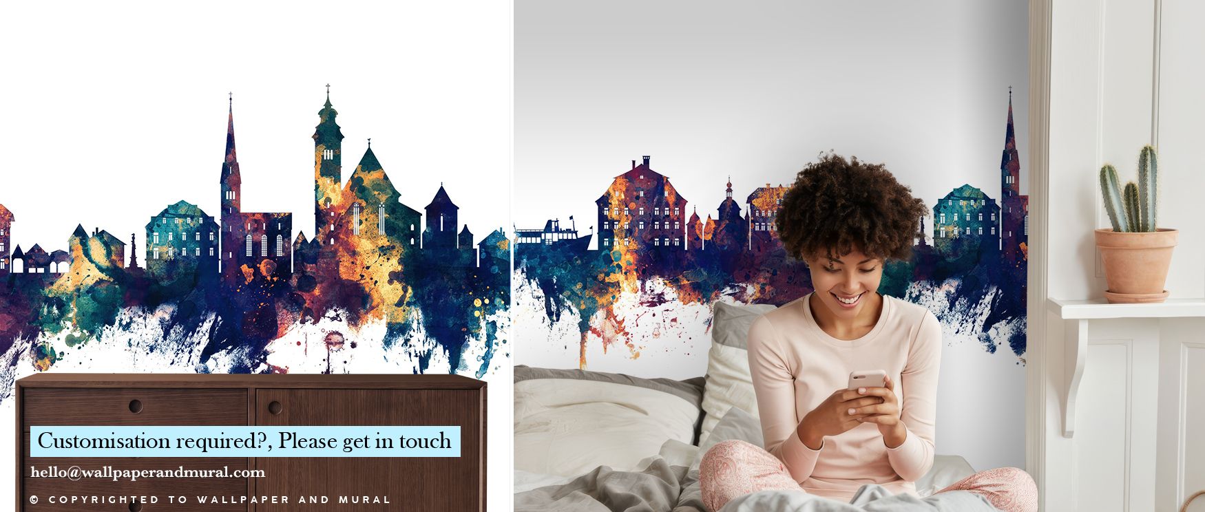 Hallstatt Austria Skyline Blue & Bronze Wallpaper spreads architectural brilliance across interiors with skyline motifs painted in glowing tones arranged in harmony. Bedrooms, offices, or living rooms glow with refined presence, enriched by luminous charm