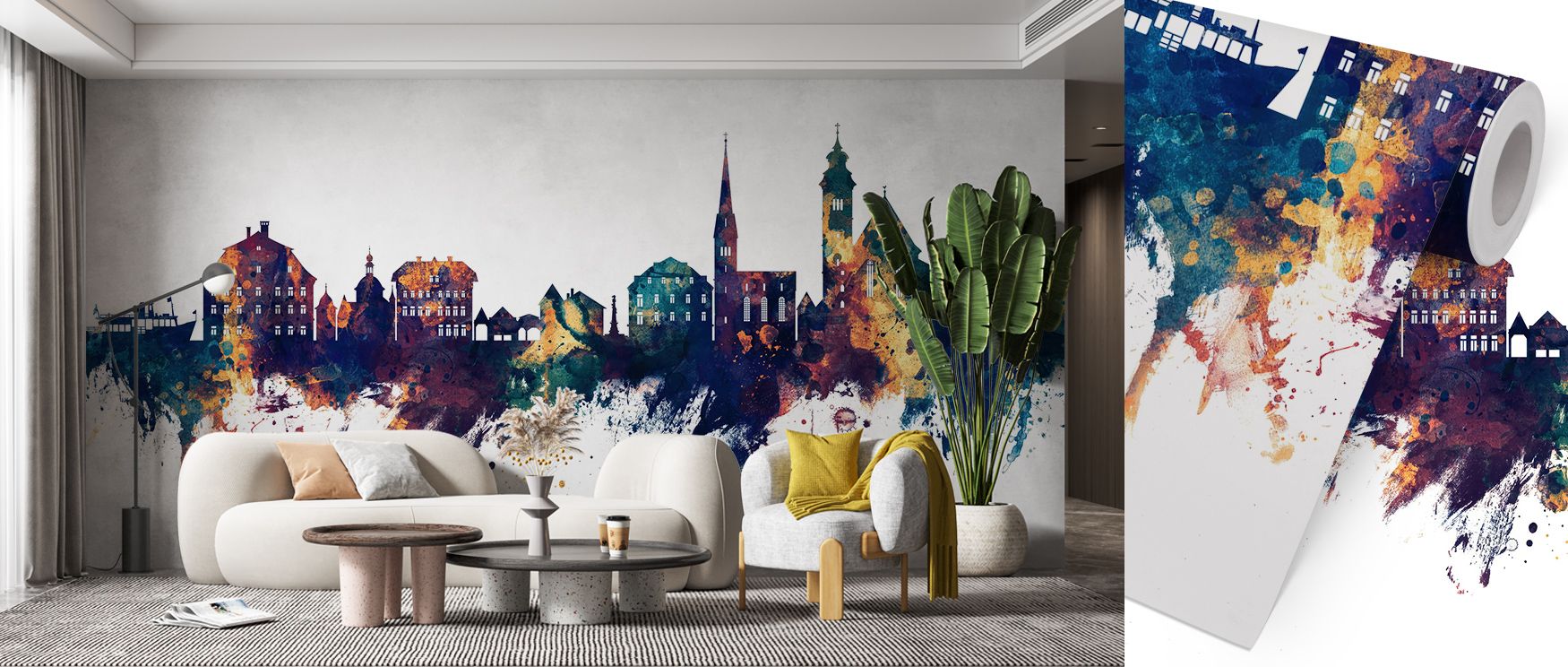 Hallstatt Austria Skyline Blue & Bronze Wallpaper delivers radiant artistry in skyline motifs painted in glowing tones layered across surfaces. Offices, bedrooms, or living rooms glow with refined calm, enriched by timeless brilliance, metropolitan charm,