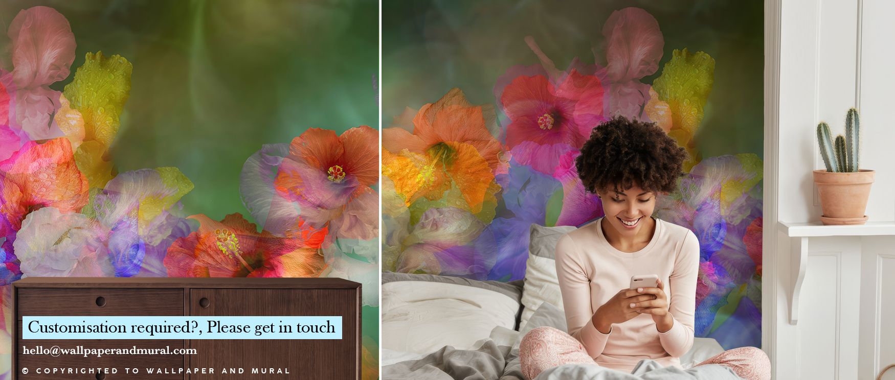 Hibiscus Dream Wallpaper enhances homes with tropical blossoms painted in coral tones shaded in layered rhythm that radiates charm. Living rooms, bathrooms, or bedrooms glow with luminous brilliance, enriched by floral artistry, refined calm, and tropical