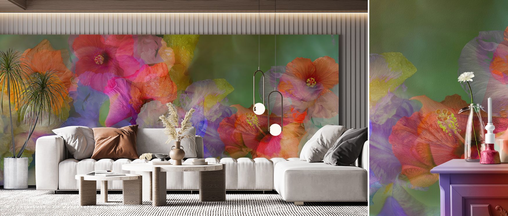 Hibiscus Dream Wallpaper reflects tropical elegance with blossoms shaded in radiant tones painted in layers across surfaces. Bathrooms, bedrooms, or living rooms glow with luminous brilliance, enriched by refined charm, floral artistry, and serenity, inte