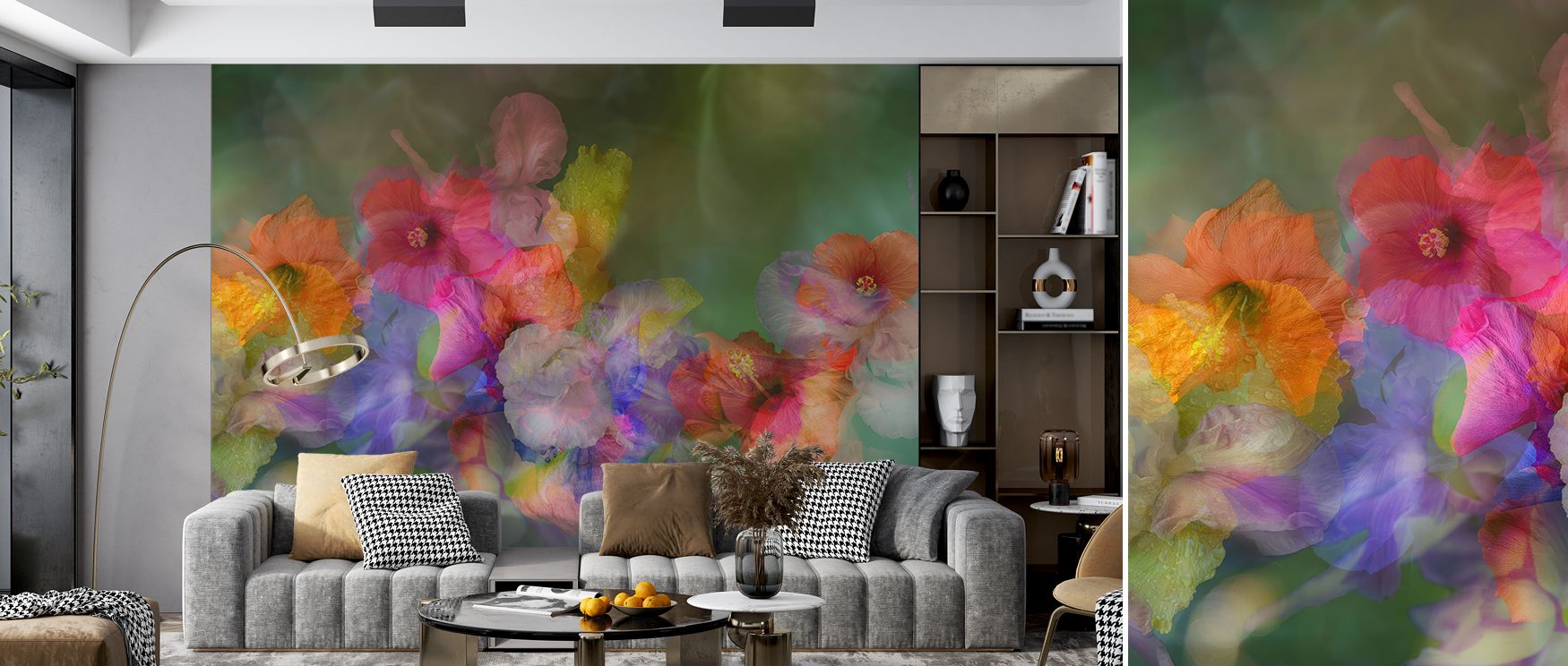 Hibiscus Dream Wallpaper surrounds interiors with floral charm painted in blossoms shaded in coral and pink tones arranged with rhythm. Living rooms, bedrooms, or bathrooms glow with refined brilliance, enriched by tropical elegance, serenity, and vibranc