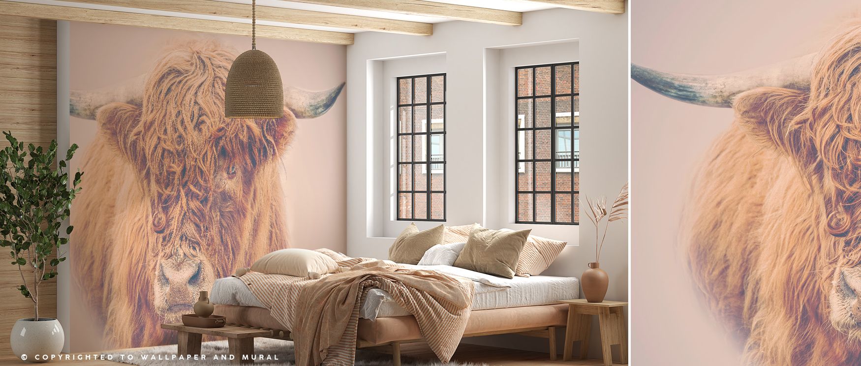 Highland Pride Wallpaper enriches interiors with landscapes shaded in earthy tones painted in compositions that radiate harmony. Living rooms, bedrooms, or offices glow with refined charm, enriched by rugged presence, luminous artistry, and natural balanc