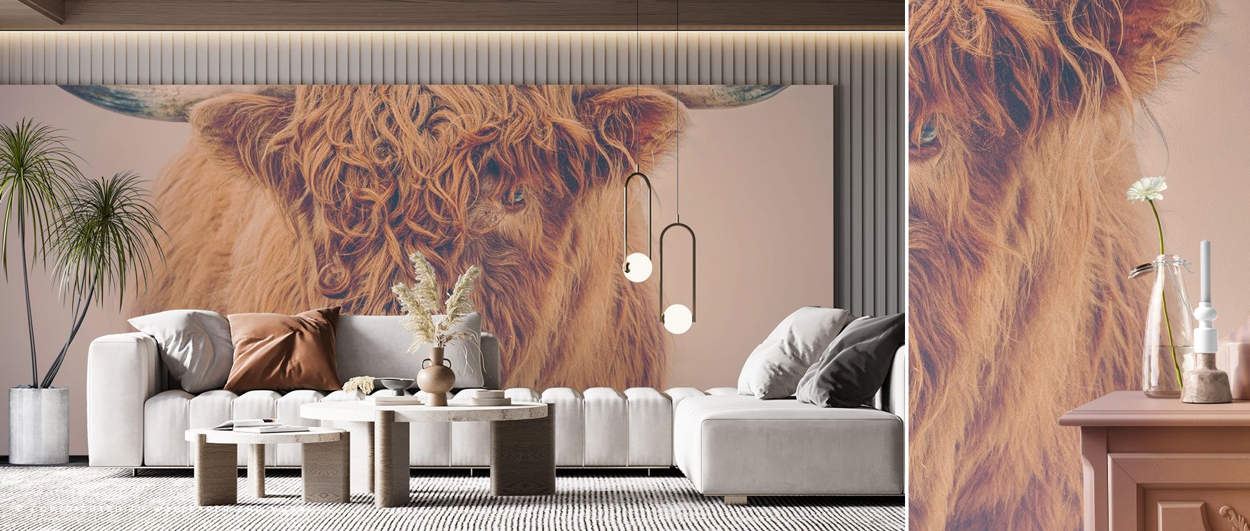 Highland Pride Wallpaper highlights brilliance of nature with landscapes shaded in earthy tones arranged in rhythmic compositions of balance. Living rooms, bedrooms, or offices glow with serene presence, enriched by luminous artistry, refined charm, and r