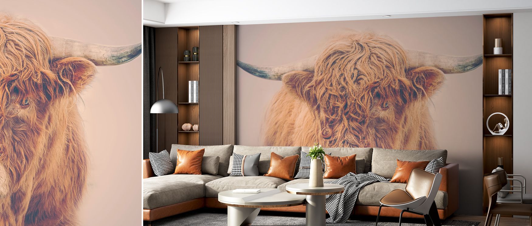 Highland Pride Wallpaper delivers rugged charm with landscapes shaded in greens and purples layered with luminous artistry across surfaces. Offices, bedrooms, or living rooms glow with natural brilliance, enriched by refined presence, rugged calm, and ser