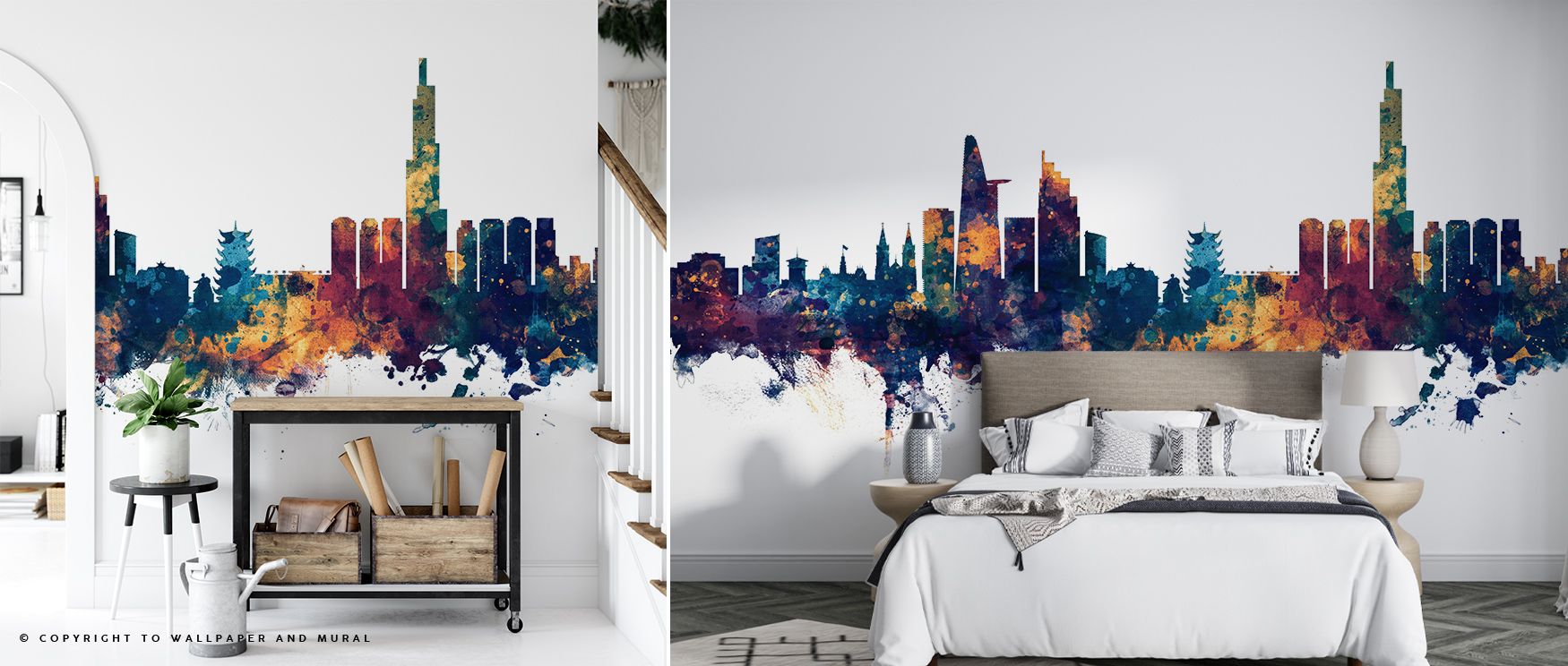 Ho Chi Minh City Vietnam Skyline Blue & Bronze Wallpaper highlights luminous artistry with skyline painted in radiant tones shaded in rhythmic balance. Bedrooms, offices, or living rooms glow with refined charm, enriched by urban presence, architectural b