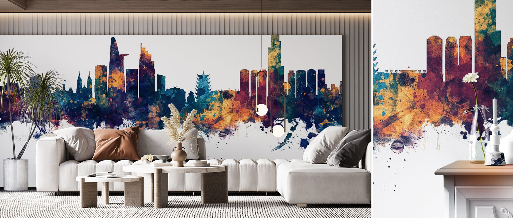 Ho Chi Minh City Vietnam Skyline Blue & Bronze Wallpaper carries metropolitan elegance with skyline shaded in blue and bronze tones layered across luminous surfaces. Living rooms, bedrooms, or offices glow with refined charm, enriched by balance, brillian