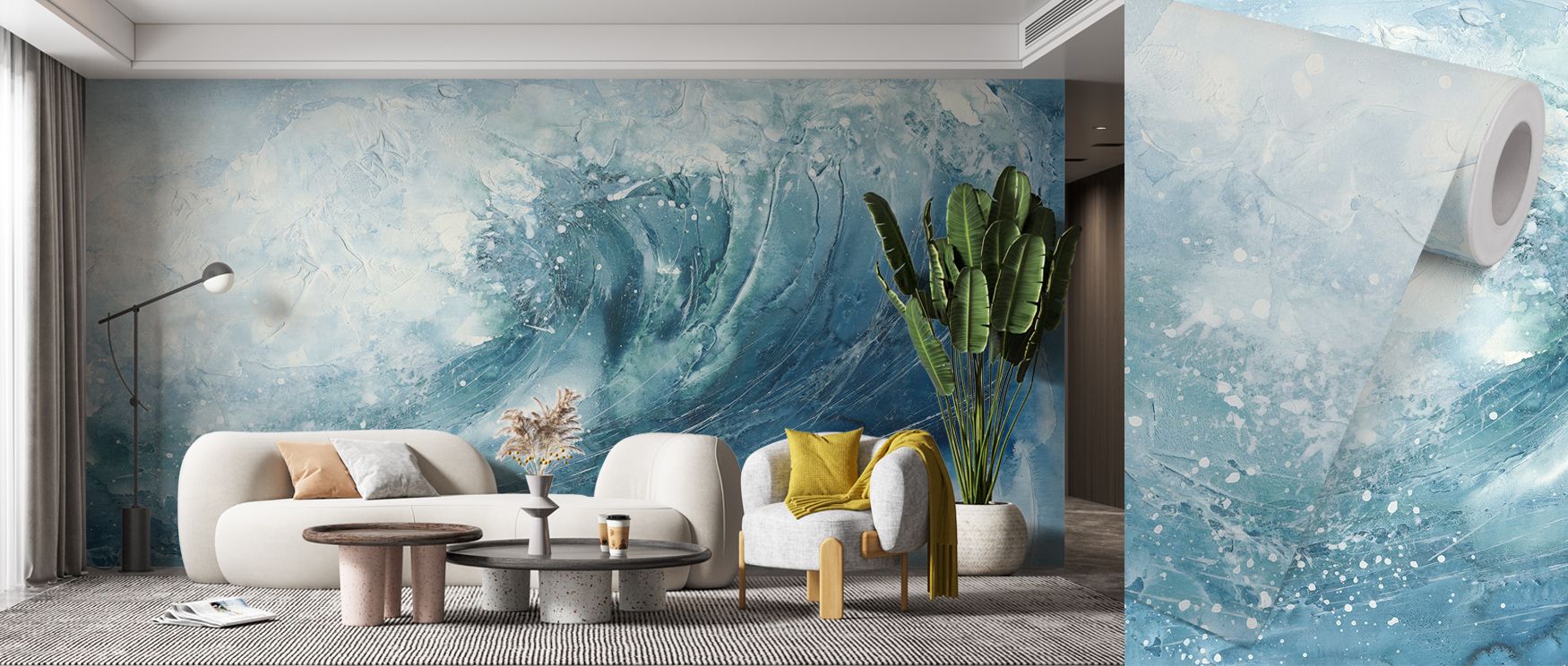 In The Curl I Wallpaper highlights flowing artistry with curves shaded in teal and coral layered in rhythmic compositions across surfaces. Bedrooms, offices, or living rooms glow with refined brilliance, enriched by luminous charm, vibrancy, and contempor