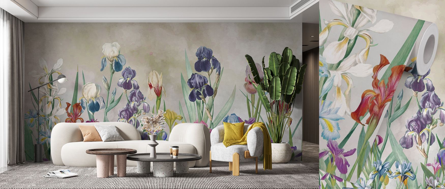 Iris Field Brown Wallpaper carries natural elegance with blossoms shaded in earthy tones layered across rhythmic artistry painted in luminous balance. Bedrooms, dining rooms, or living rooms glow with refined brilliance, enriched by floral calm, luminous 