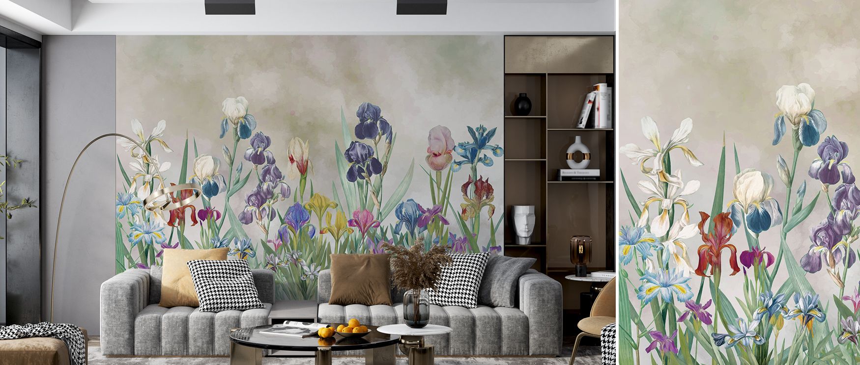 Iris Field Brown Wallpaper surrounds interiors with blossoms shaded in earthy brown and amber tones painted in luminous rhythm. Living rooms, dining rooms, or bedrooms glow with refined brilliance, enriched by floral artistry, luminous calm, and atmospher