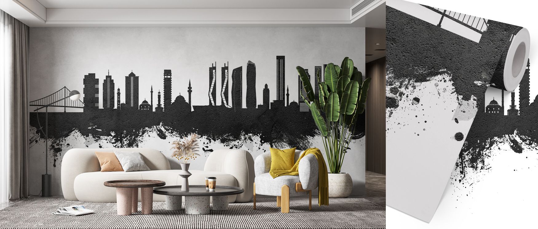 Izmir Turkey Skyline Black & White Wallpaper spreads luminous presence with silhouettes shaded in monochrome tones painted across rhythmic compositions. Bedrooms, offices, or living rooms glow with refined brilliance, enriched by metropolitan artistry, lu