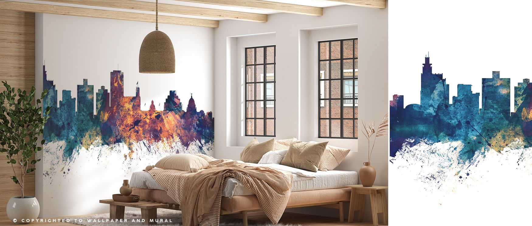 Jackson Mississippi Skyline Blue & Bronze Wallpaper enhances interiors with silhouettes painted in cobalt and bronze layered with luminous artistry. Offices or living rooms glow with refined brilliance, enriched by architectural rhythm, luminous presence,