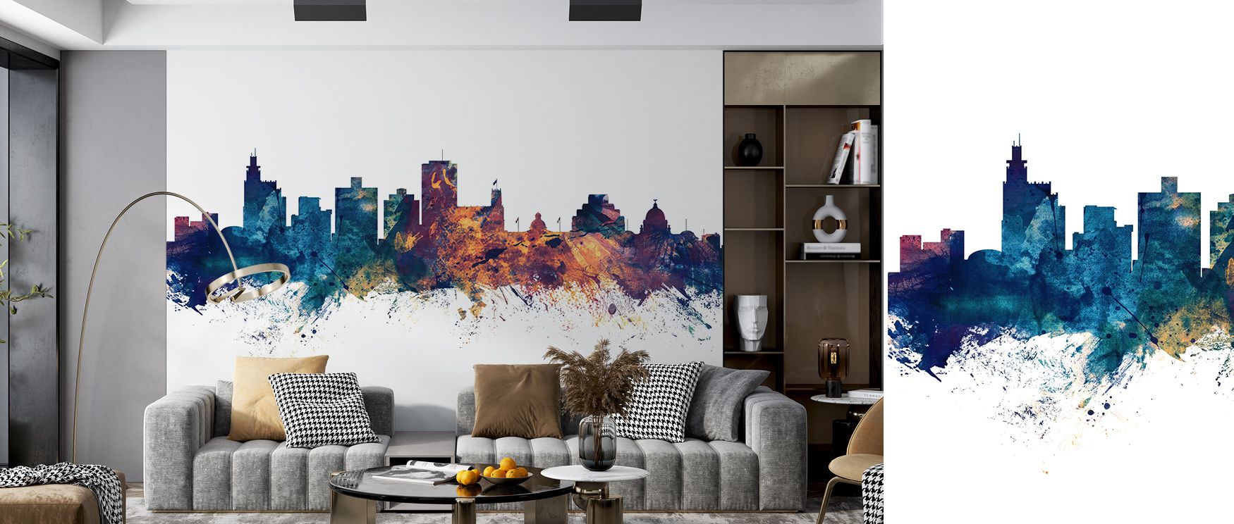 Jackson Mississippi Skyline Blue & Bronze Wallpaper surrounds interiors with luminous calm shaded in cobalt and bronze tones painted across rhythmic compositions. Living rooms or offices glow with refined brilliance, enriched by architectural artistry, lu