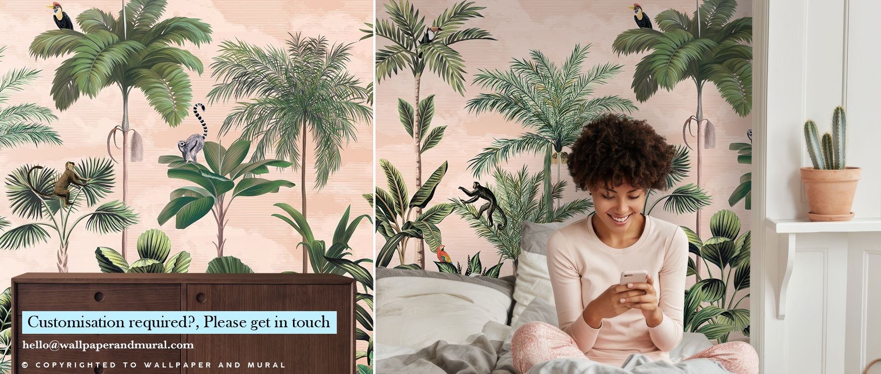 Jungle Delight, Sand Wallpaper enriches spaces with tropical motifs shaded in sandy tones layered against leafy greens painted in luminous balance. Living rooms, bedrooms, or bathrooms glow with refined presence, enriched by natural calm, tropical brillia
