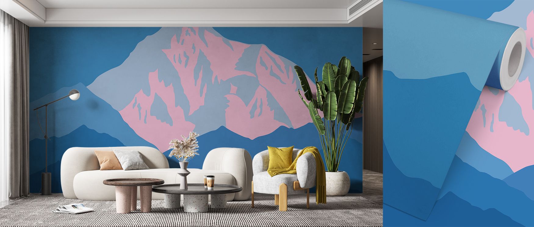 K2 Illustration Wallpaper carries majestic artistry with peaks shaded in gray and white painted in rhythmic balance across compositions. Bedrooms, living rooms, or offices glow with refined brilliance, enriched by luminous calm, mountain charm, and atmosp