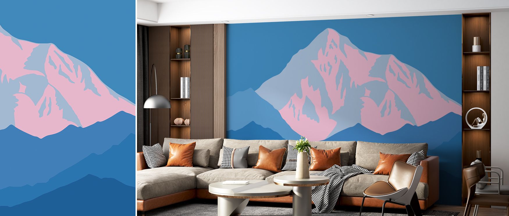 K2 Illustration Wallpaper reflects luminous presence with mountain forms shaded in layered gray and white painted in rhythmic compositions. Living rooms, bedrooms, or offices glow with refined brilliance, enriched by luminous calm, mountain artistry, and 