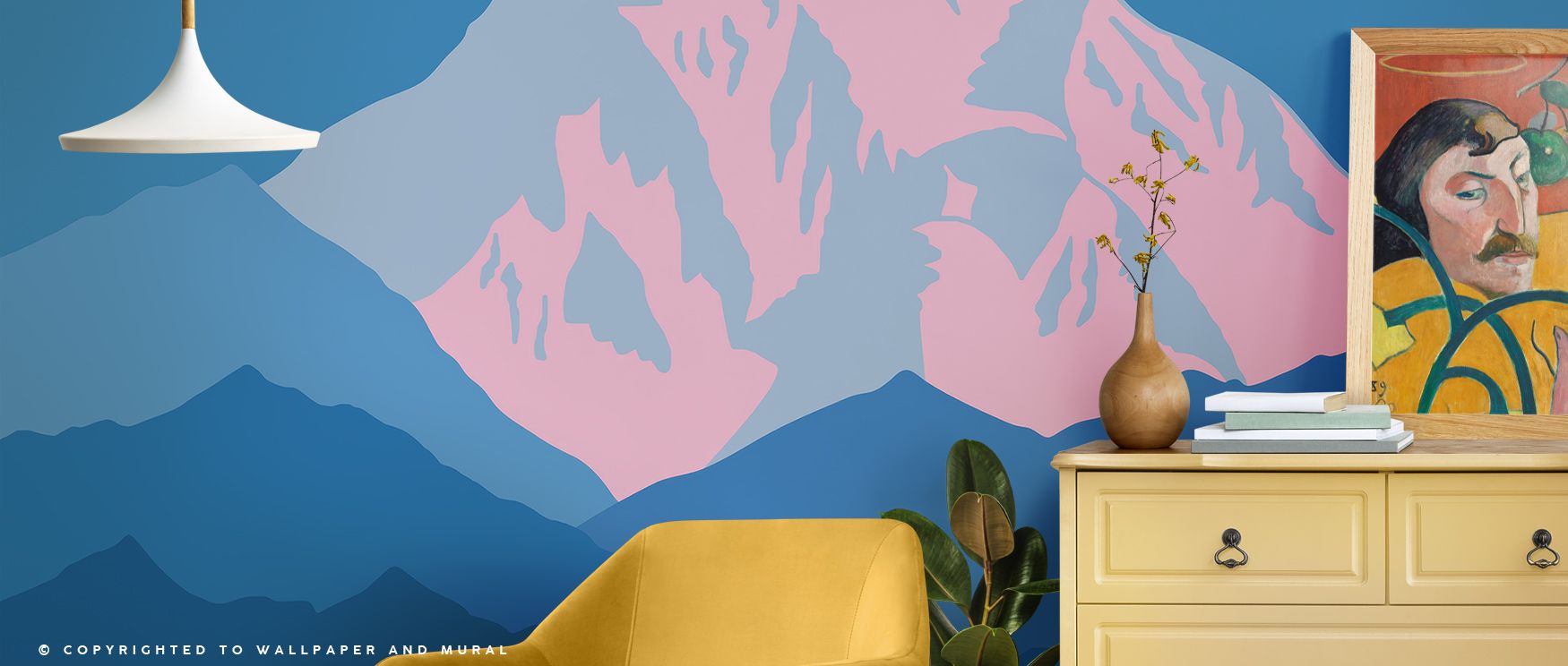 K2 Illustration Wallpaper delivers mountain calm with peaks shaded in blue and gray painted in rhythmic detail across compositions. Offices, bedrooms, or living rooms glow with refined brilliance, enriched by luminous calm, mountain charm, and atmosphere 