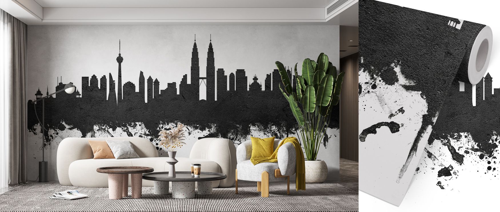 Balanced monochrome shading emphasizes skyline rhythm in restrained elegance, producing imagery that enriches living rooms or offices with atmosphere filled with contemplative calm, cultural refinement, and decorative artistry shaped in tonal design. 