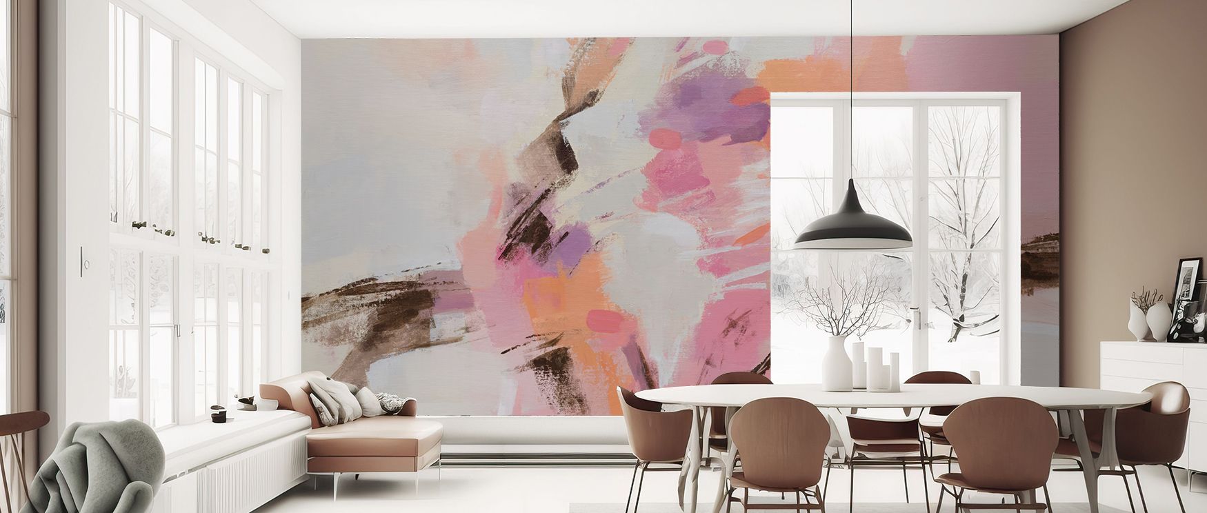 Blossoms painted in delicate blush tones evoke seasonal renewal and cultural beauty, offering bedrooms or living rooms restful refinement that merges poetry, elegance, and immersive calm into lasting decorative expression.