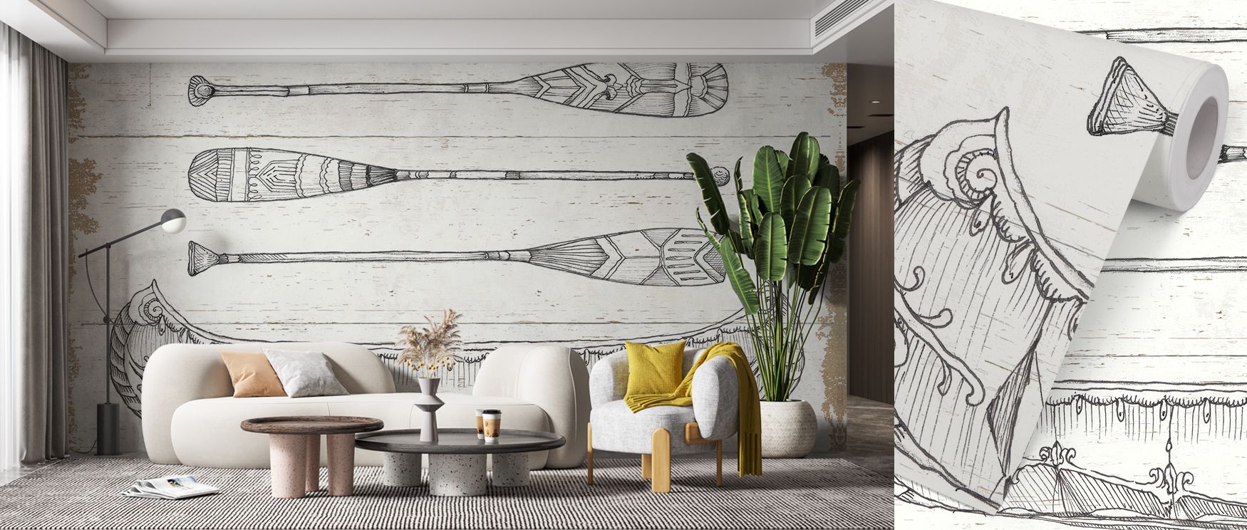 Subtle pencil-like impressions layer across imagery, building harmony that enriches studies or bedrooms with refined decorative artistry, contemplative balance, and natural calm conveyed in timeless tonal expression. 