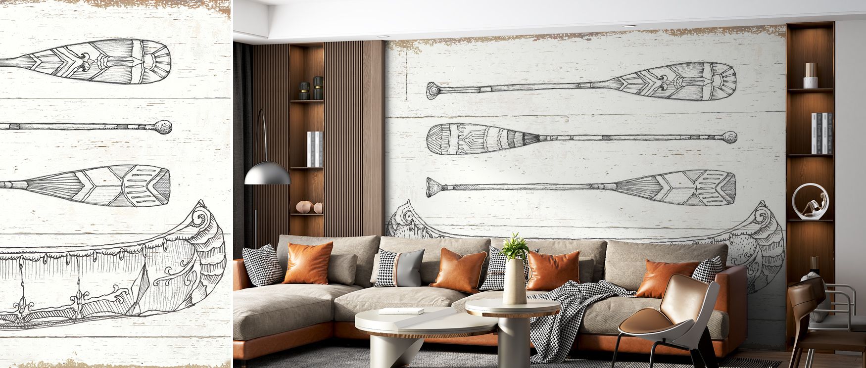 Shadows across sketched forms provide rhythm and balance, producing imagery that enhances bedrooms or studies with contemplative atmosphere, cultural refinement, and decorative artistry rooted in natural landscapes. 