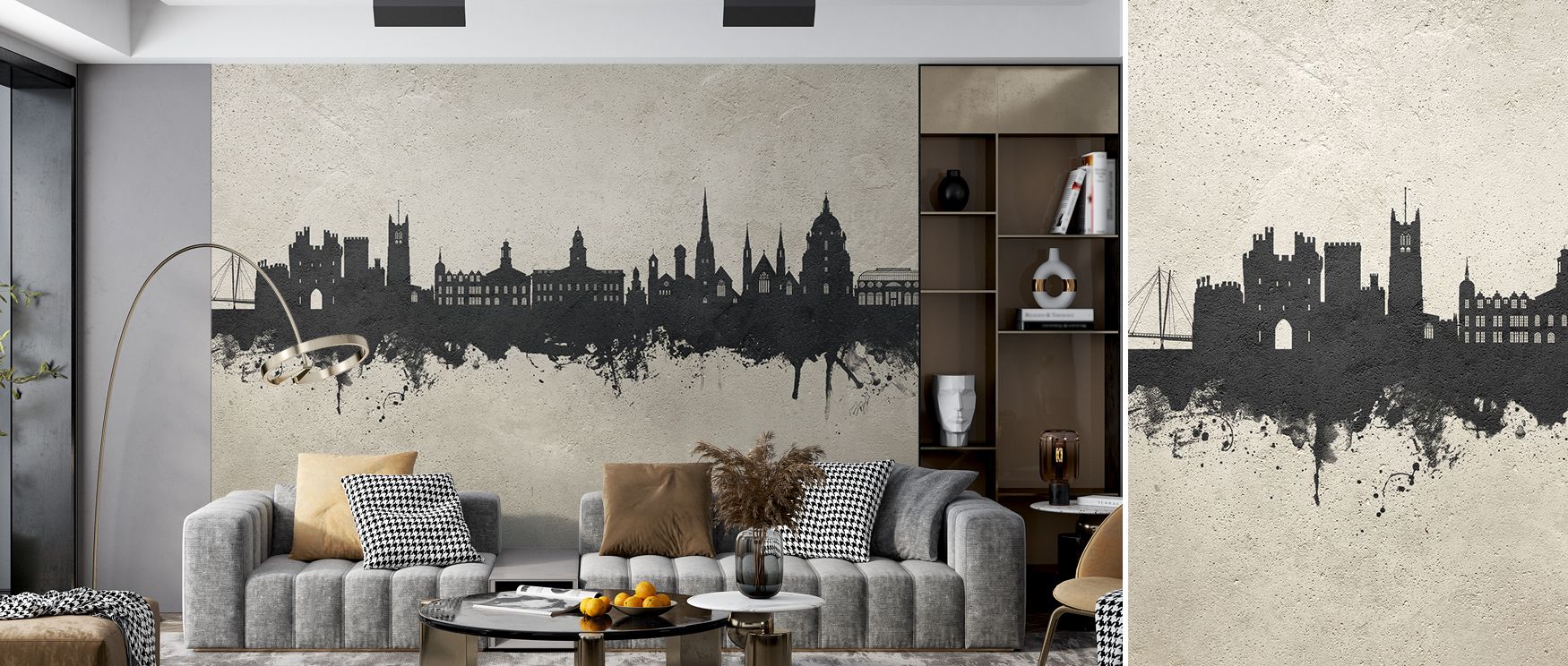 Textured architectural rhythm develops across skyline horizon, producing imagery that enriches offices or living rooms with balance, contemplative calm, and decorative artistry shaped in concrete tonal sophistication.