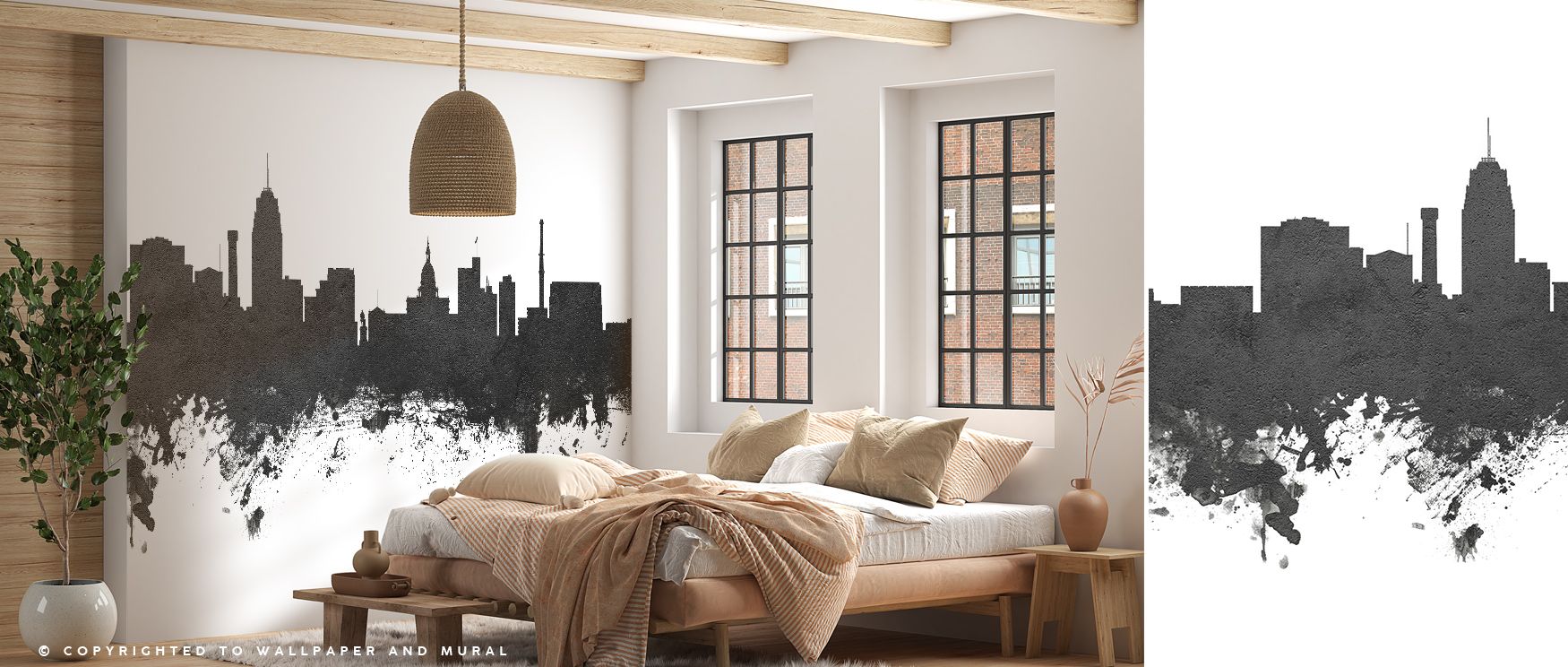 Architectural silhouettes layered in black and white contrast communicate refined atmosphere, enriching studies or bedrooms with cultural charm, decorative elegance, and contemplative resonance expressed through tonal harmony and restrained urban artistry