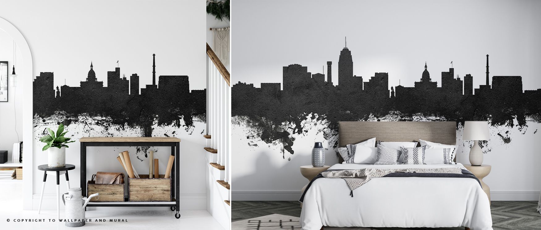 Balanced tonal contrasts emphasize rhythm across skyline structures, enriching bedrooms or offices with atmosphere steeped in contemplative calm, cultural refinement, and decorative resonance expressed through layered monochrome detail. 