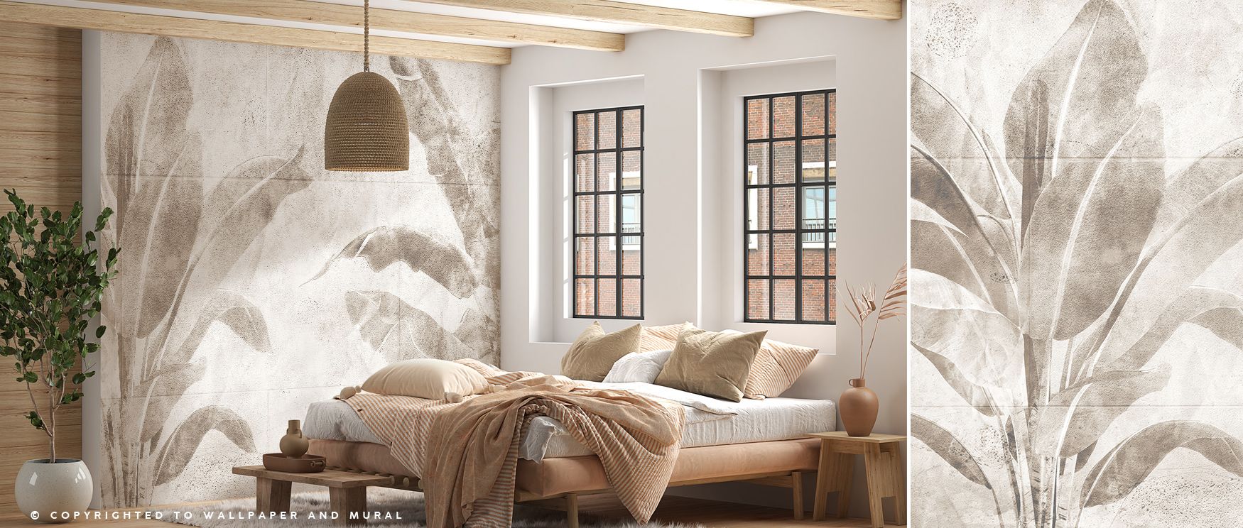 Botanical motifs arranged in soft rhythm convey balance and serenity, producing imagery that enhances bedrooms or offices with atmosphere filled with decorative refinement, contemplative charm, and cultural resonance shaped in elegant leafy composition. 