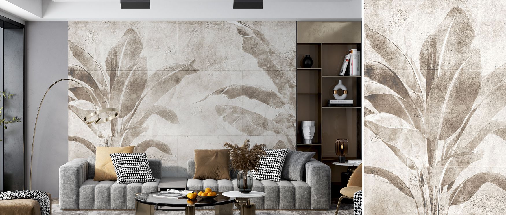 Subdued botanical impressions flow across tonal design, producing imagery that enriches bedrooms or living areas with atmosphere steeped in cultural refinement, decorative resonance, and contemplative charm expressed in natural leafy pattern. 