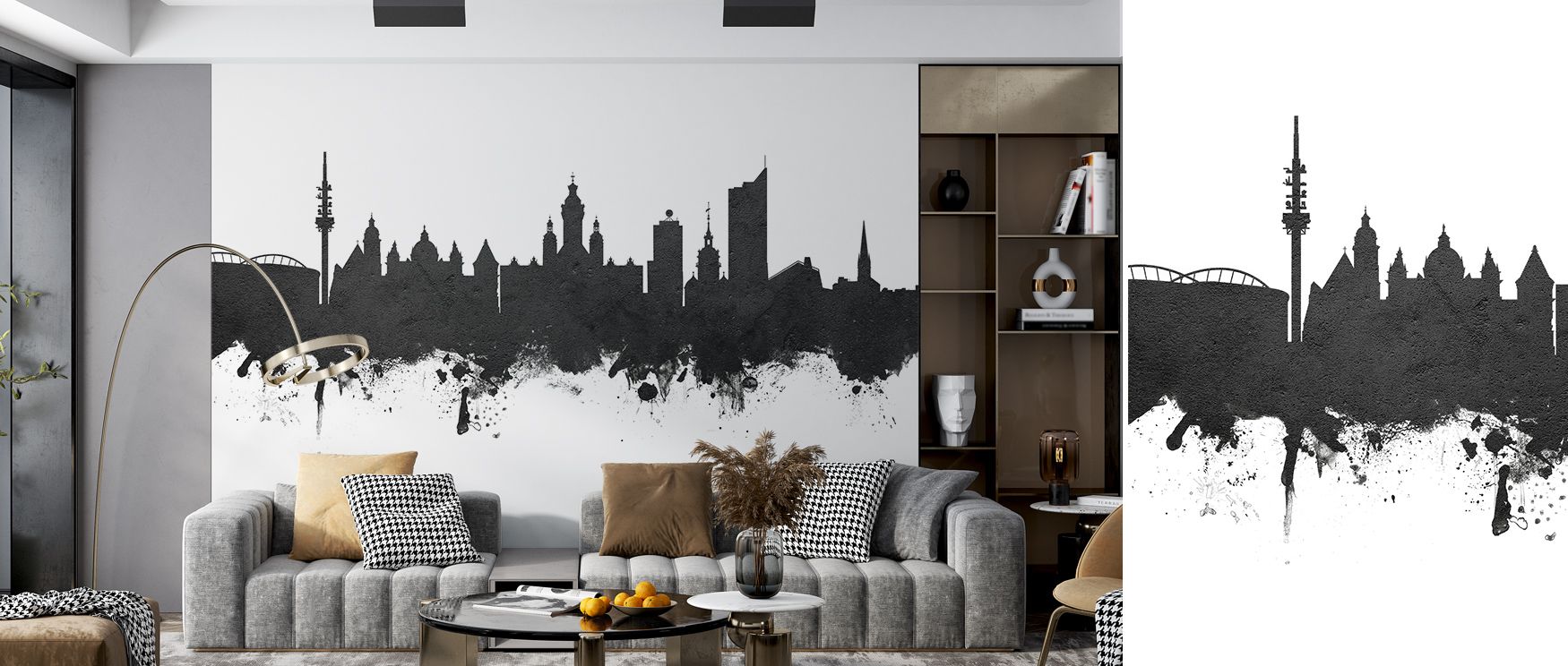 Pale horizons emphasize dark silhouettes, creating imagery that enhances living rooms or offices with atmosphere filled with contemplative calm, cultural resonance, and decorative refinement expressed in urban rhythm shaped by monochrome artistry. 