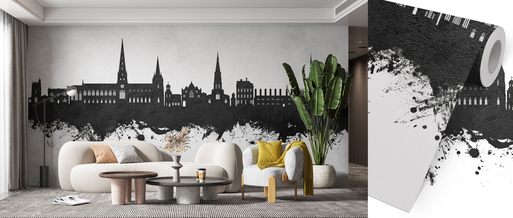 Balanced monochrome shading emphasizes skyline silhouettes in refined detail, producing imagery that enhances living rooms or offices with atmosphere filled with cultural sophistication, decorative rhythm, and contemplative resonance expressed in tonal de
