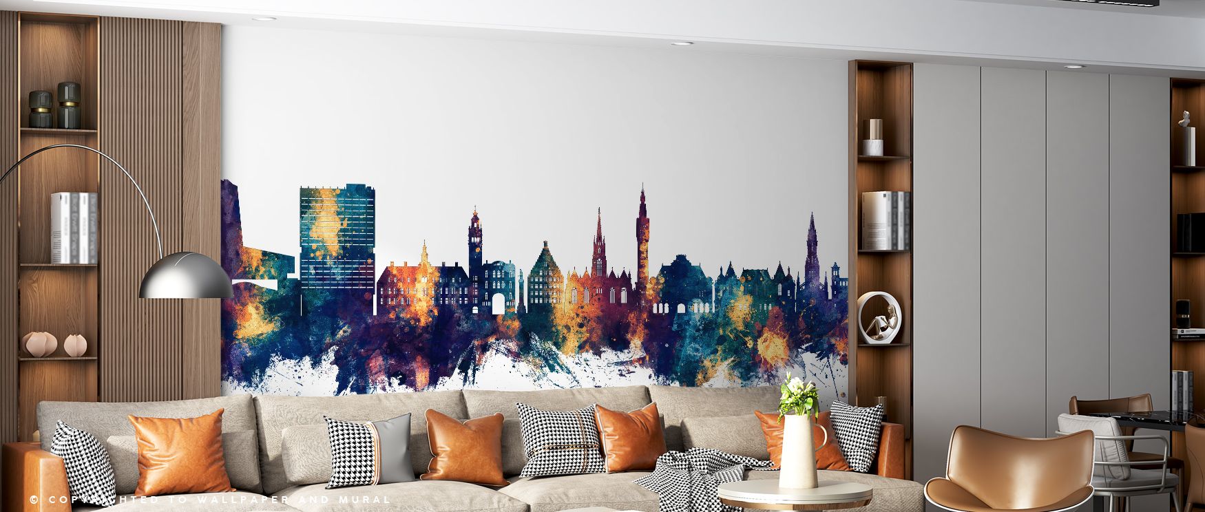 Blue gradients merge with bronze shimmer across skyline horizons, producing imagery that enriches living areas or offices with atmosphere steeped in cultural artistry, refined resonance, and decorative refinement expressed in regal rhythm. 