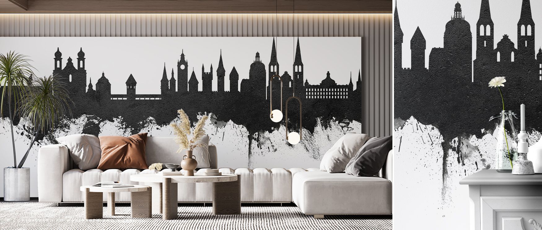 Monochrome balance highlights skyline silhouettes with clarity, producing imagery that enriches living areas or offices with atmosphere filled with contemplative calm, cultural resonance, and decorative artistry expressed in restrained architectural rhyth