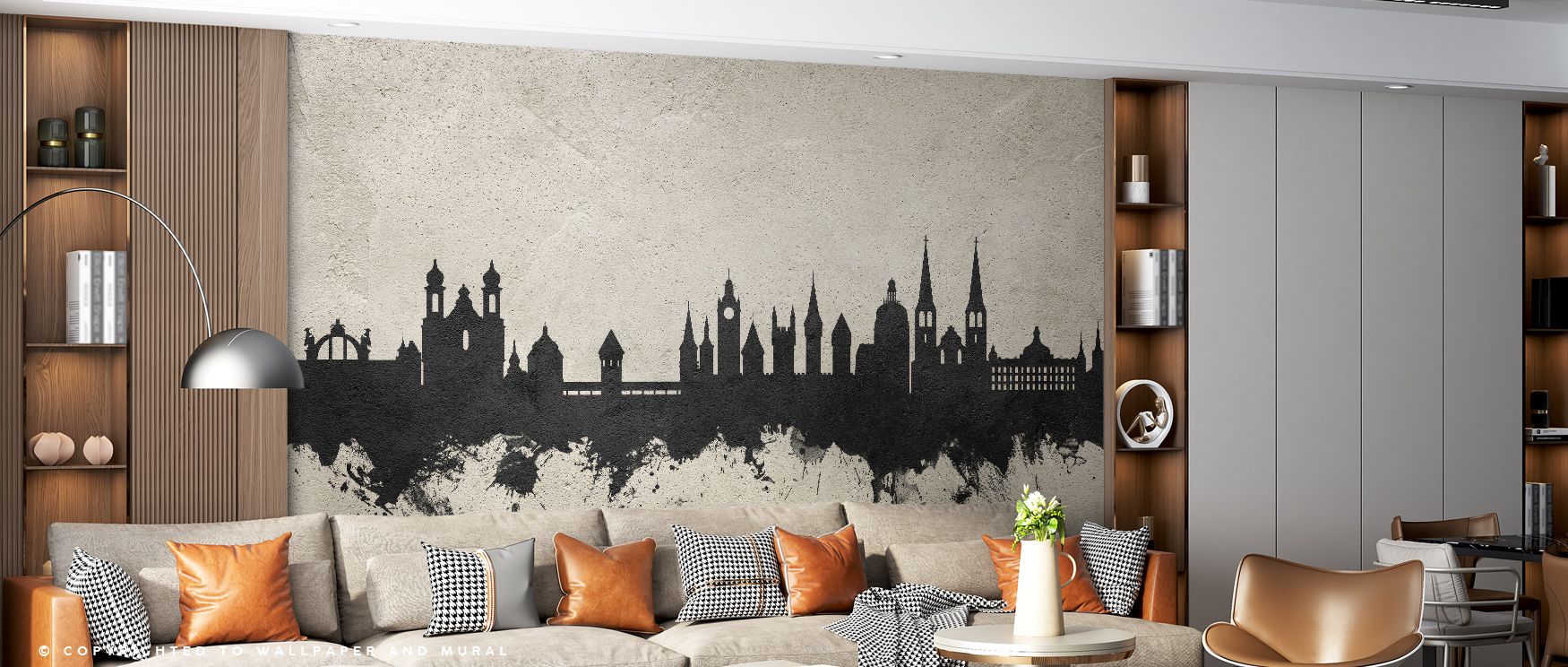 Rhythmic outlines formed in concrete texture highlight skyline detail, producing imagery that enriches living spaces or offices with atmosphere steeped in cultural refinement, decorative charm, and contemplative calm expressed in restrained tonal composit