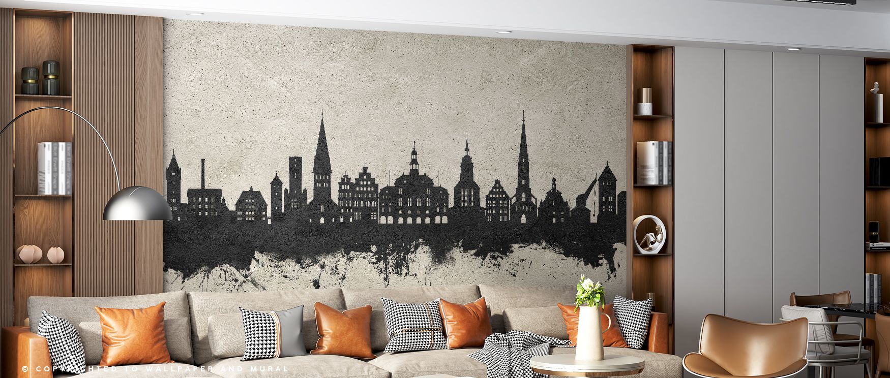 Tonal variations highlight architectural forms in textured palette, producing imagery that enhances living areas or offices with atmosphere filled with cultural resonance, decorative charm, and contemplative calm expressed in refined concrete artistry. 