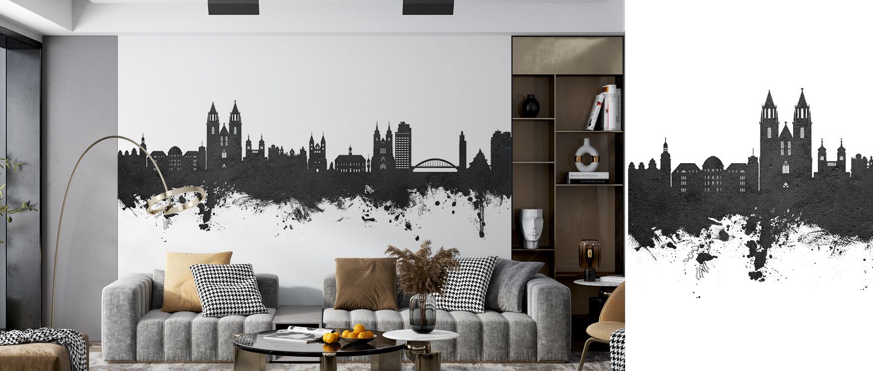Subdued contrasts emphasize architectural outlines across skyline silhouettes, producing imagery that enhances bedrooms or offices with atmosphere filled with cultural resonance, decorative refinement, and contemplative calm expressed in restrained design