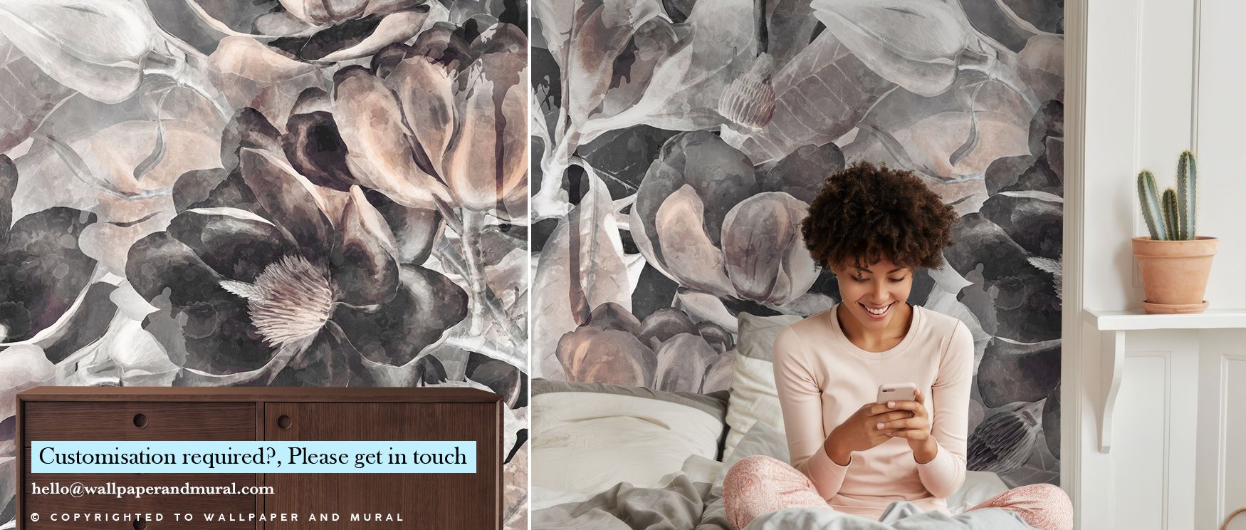 Beige magnolia motifs layered in tonal depth produce imagery that enriches living rooms or offices with atmosphere steeped in cultural artistry, decorative refinement, and contemplative calm expressed in floral charm shaped in restrained rhythm. 