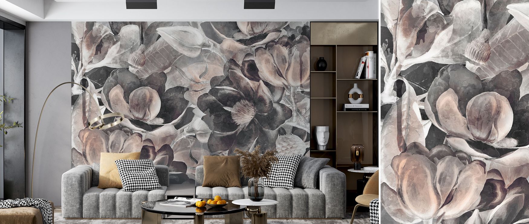 Beige blossoms illuminate surfaces with delicate rhythm, producing imagery that enriches offices or bedrooms with atmosphere steeped in cultural resonance, decorative refinement, and contemplative calm expressed in floral artistry and tonal balance. 