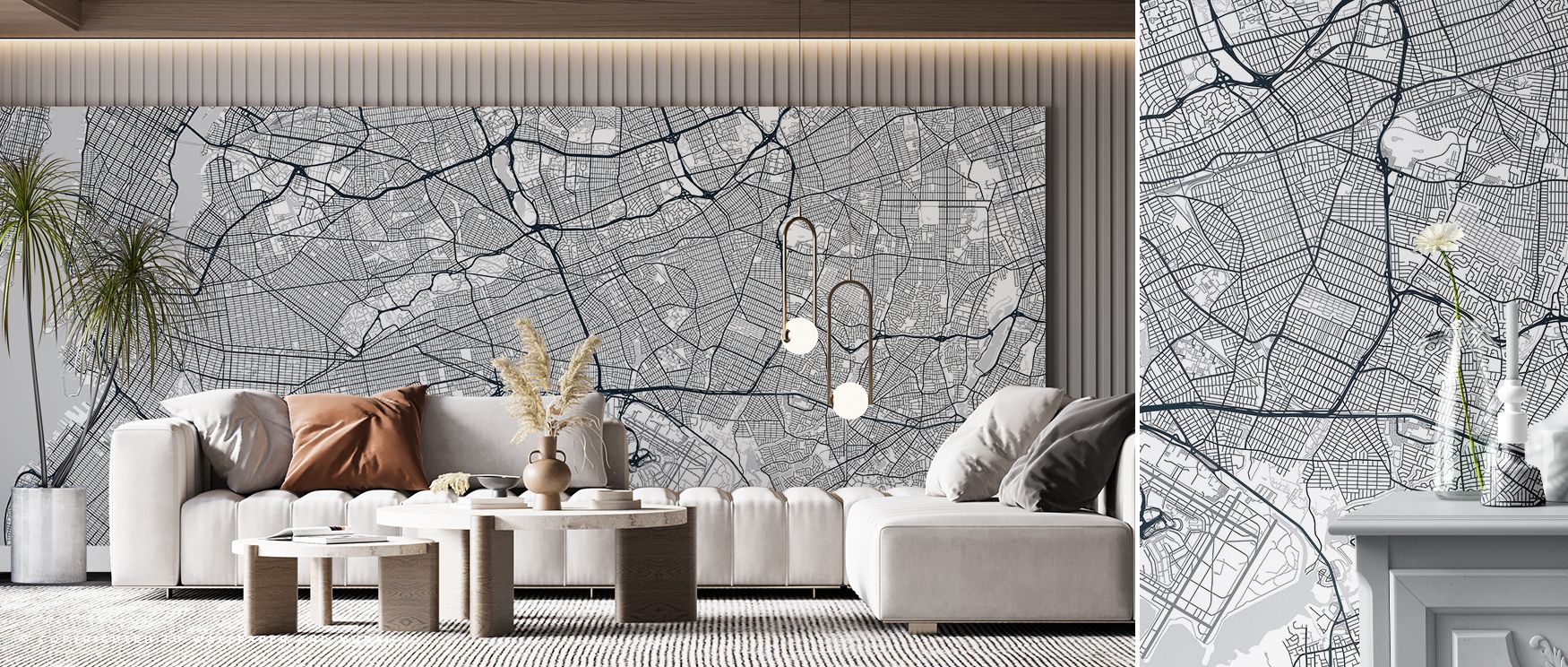 Movement and charm define the Map of Queens Wallpaper, where lines interlace to depict New York’s identity. Interiors gain atmosphere through balanced tones, with bedrooms, offices, or living rooms enriched by its urban artistry and timeless cultural refi