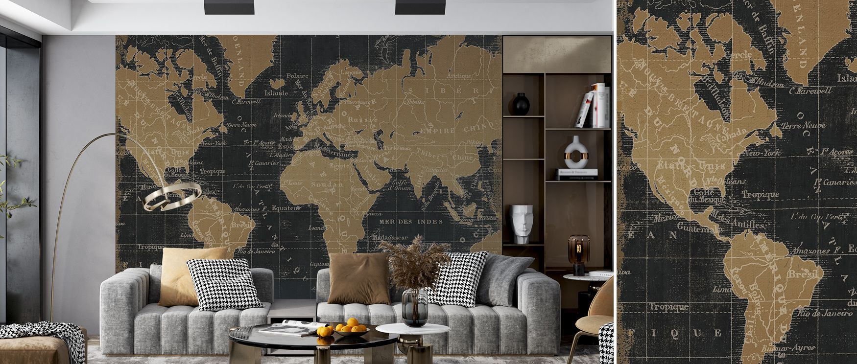 Refined elegance defines the Mappemonde Wallpaper, where global cartography enhances walls with charm. Interiors gain atmosphere through detailed artistry, making bedrooms, living rooms, or offices timelessly stylish and enriched with sophistication and c