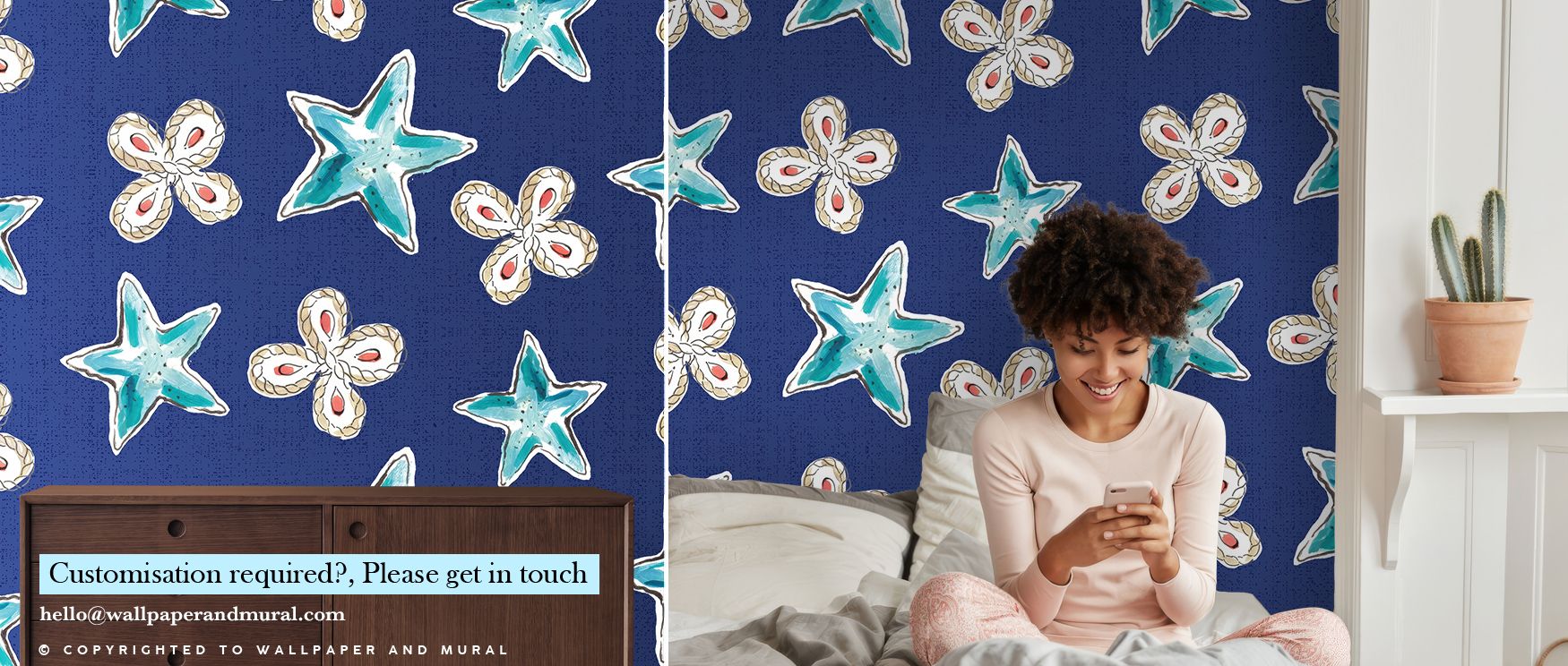 Luminous rhythm shapes the Maritime Stars Blue on Blue Wallpaper, where constellations shimmer within blue layers. The pattern inspires calm energy and artistic curiosity, offering atmosphere that feels dreamlike yet grounded. Its design enriches interior